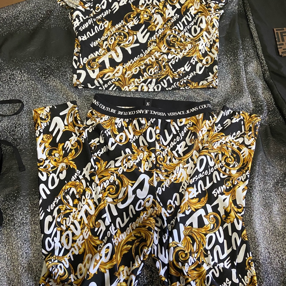 Versace couture silk styles fitted pants and shirt